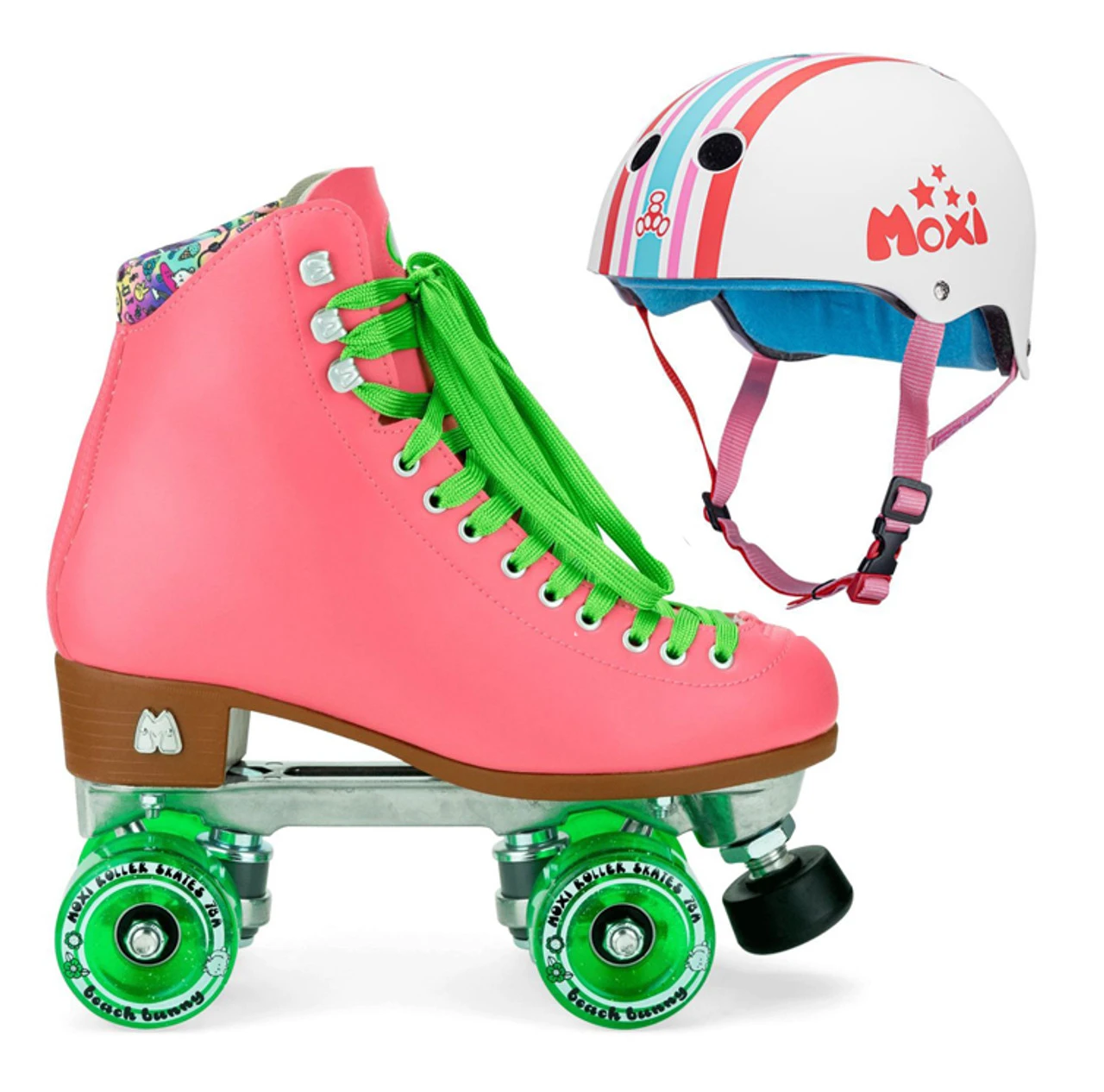 Moxi Combo Set - Beach Bunny Roller Skate (Watermelon) & Helmet (Stripey) 3 Moxi Combo Set - Beach Bunny Roller Skate (Watermelon) & Helmet (Stripey)