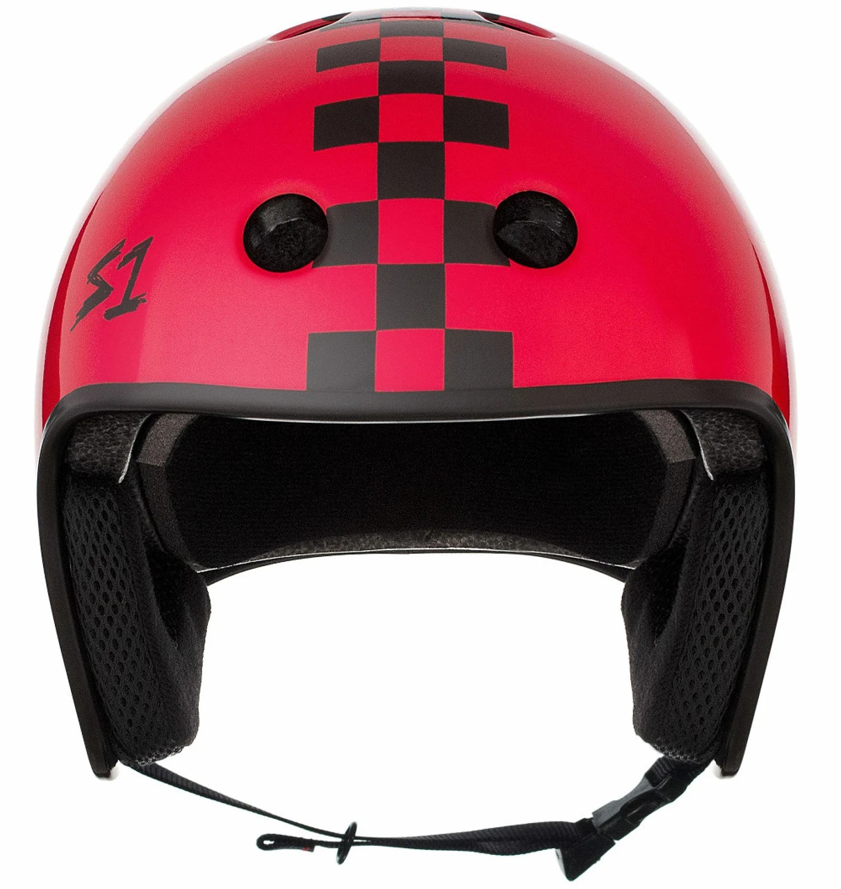 S1 Retro Lifer Helmet - Red Gloss W/ Checkers 4 S1 Retro Lifer Helmet - Red Gloss W/ Checkers - Image 2