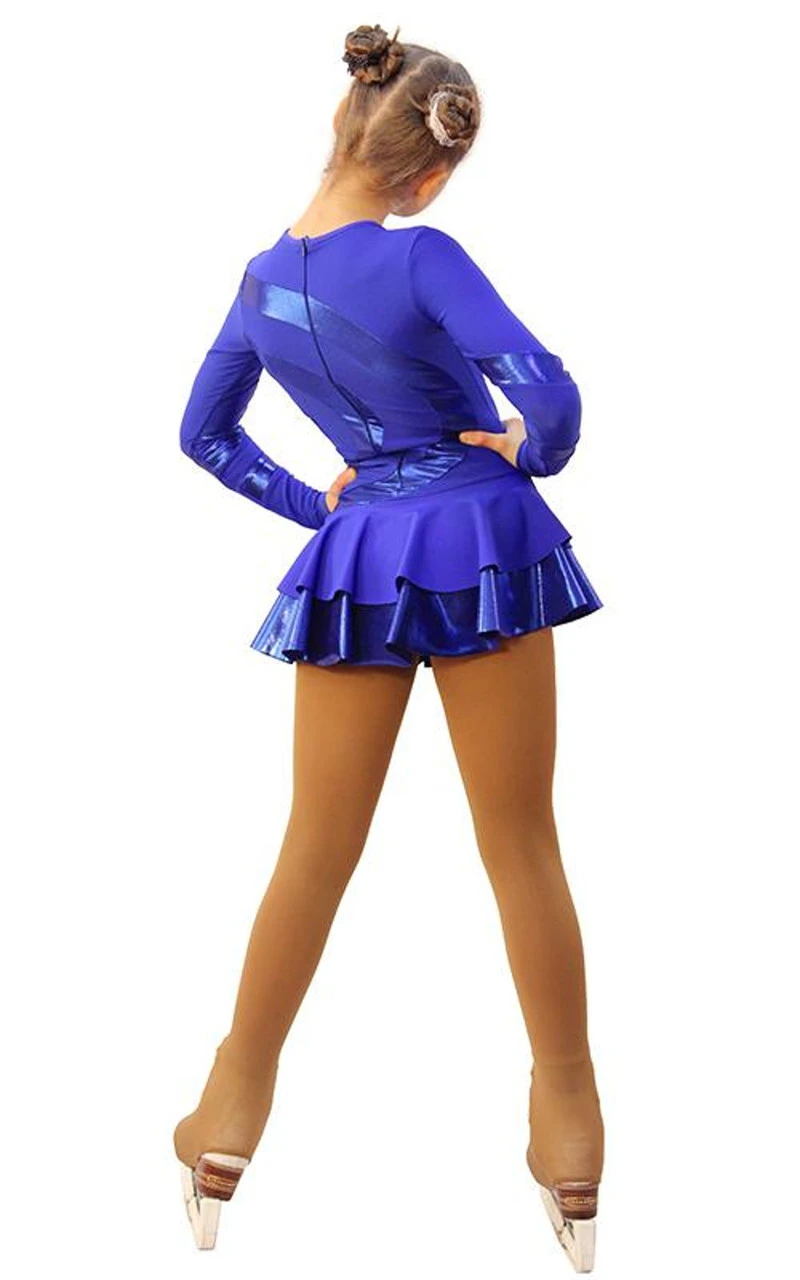 IceDress Figure Skating Dress - Thermal - Serpentine (Cornflower Blue With Cornflower Lycra) 6 IceDress Figure Skating Dress - Thermal - Serpentine (Cornflower Blue With Cornflower Lycra) - Image 4
