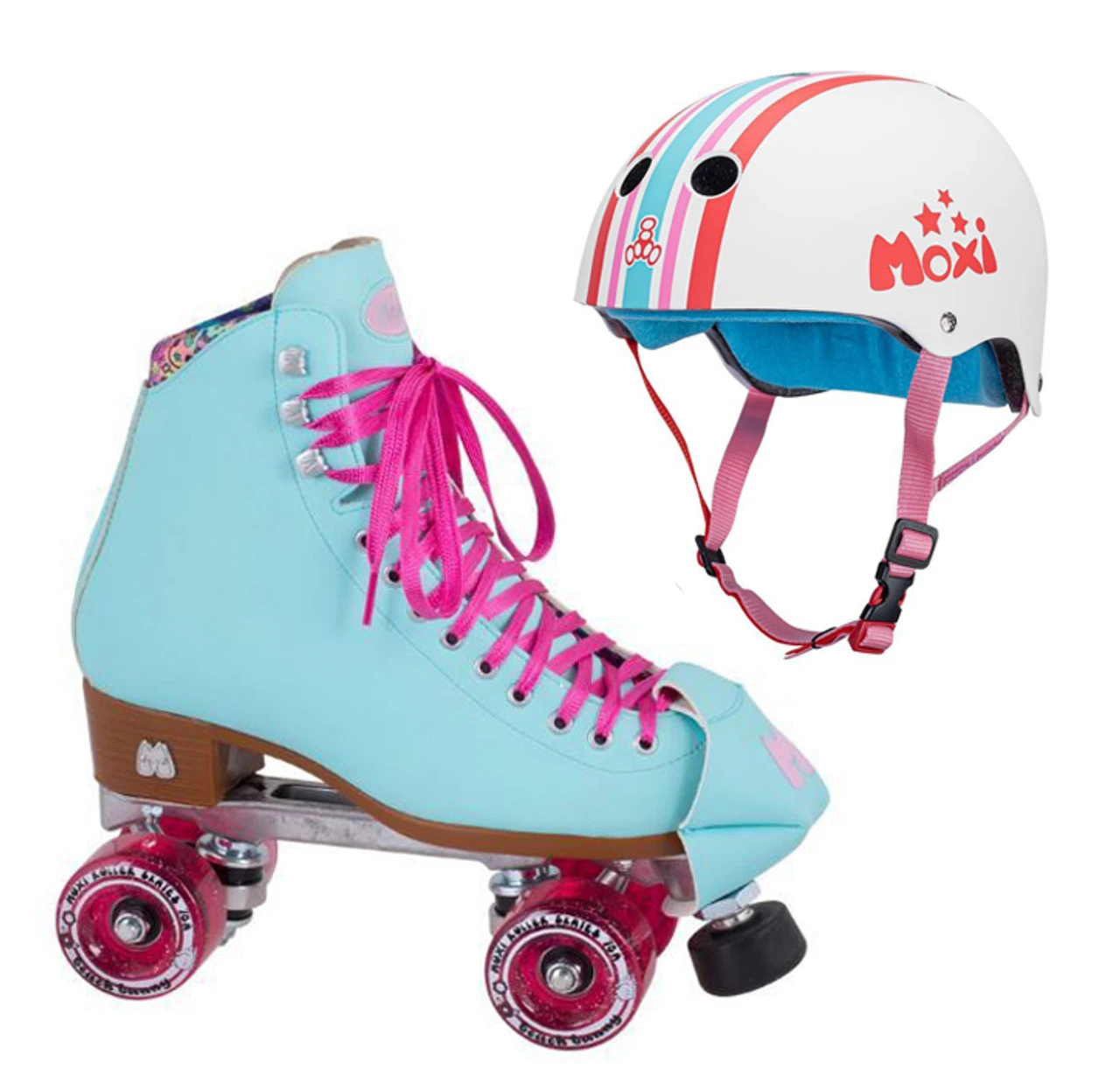Moxi Combo Set - Beach Bunny Roller Skate (Blue Sky) & Helmet (Stripey) 3 Moxi Combo Set - Beach Bunny Roller Skate (Blue Sky) & Helmet (Stripey)