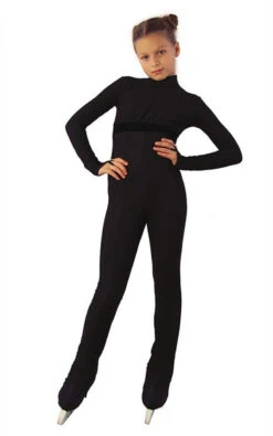 IceDress - Figure Skating Training Overalls -Style (Black With Velvet)