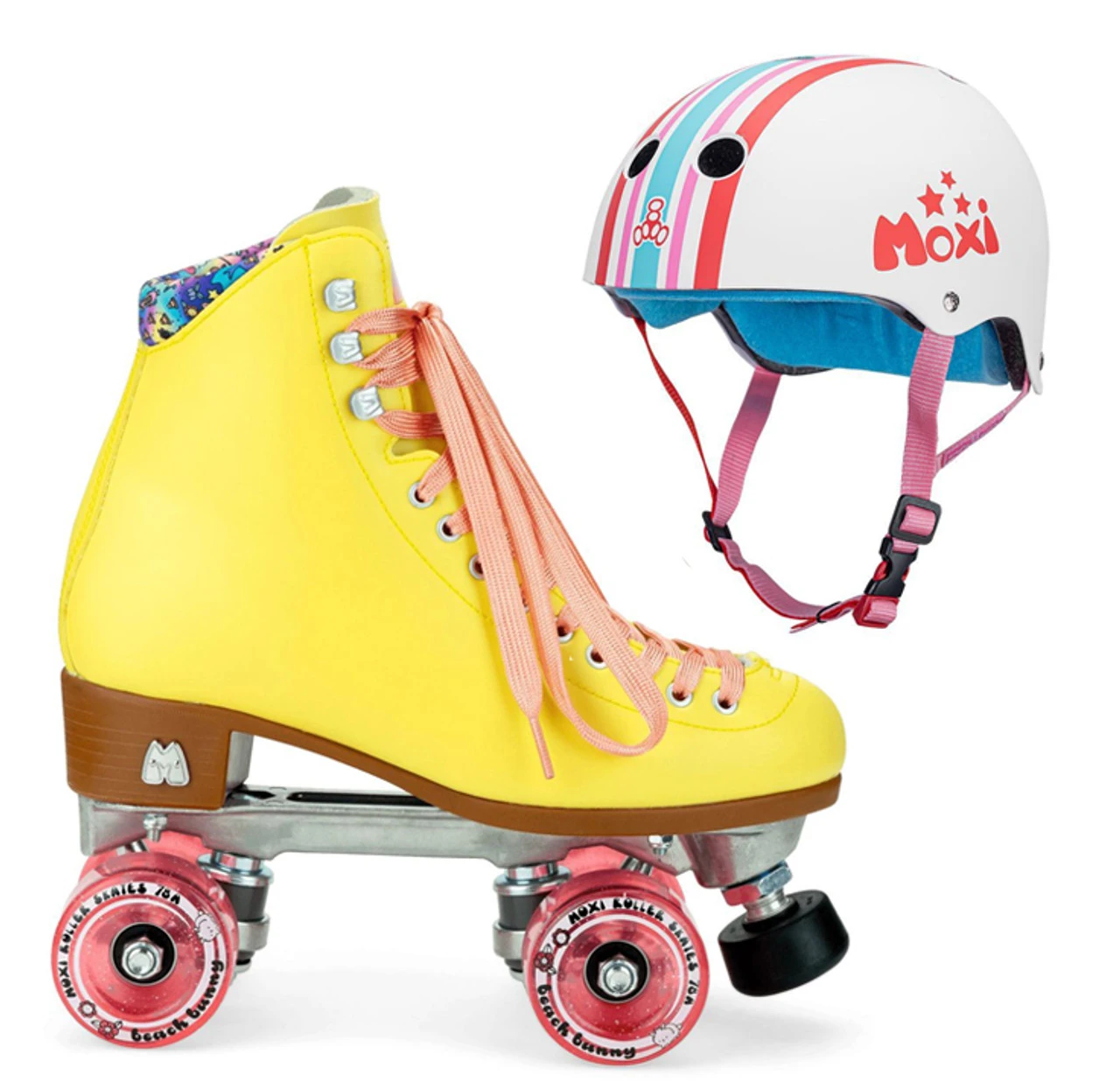 Moxi Combo Set - Beach Bunny Roller Skate (Strawberry Lemonade) & Helmet (Stripey) 3 Moxi Combo Set - Beach Bunny Roller Skate (Strawberry Lemonade) & Helmet (Stripey)