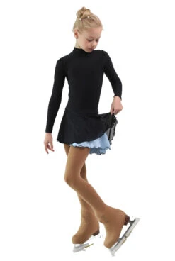 IceDress - Figure Skating Skirts - Harmony (Black With Pearl Blue )