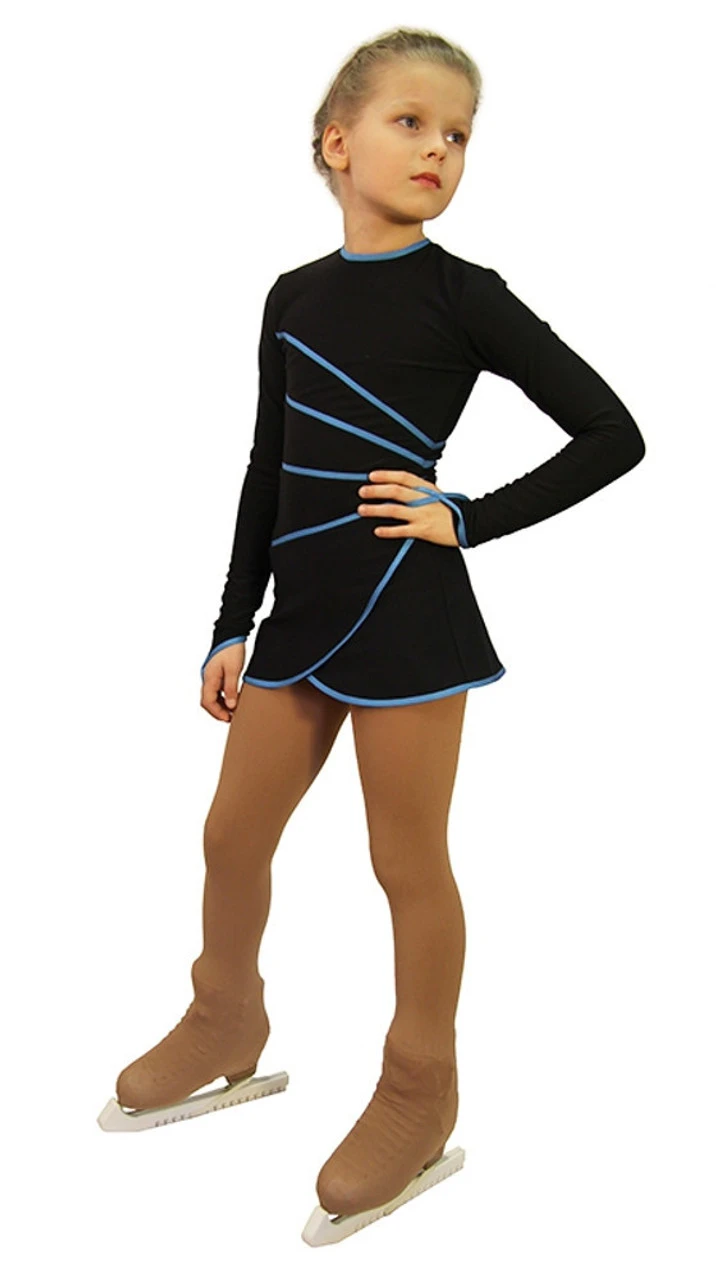 IceDress Figure Skating Dress-Thermal - Grace (Black With Blue Line) 4 IceDress Figure Skating Dress-Thermal - Grace (Black With Blue Line) - Image 2