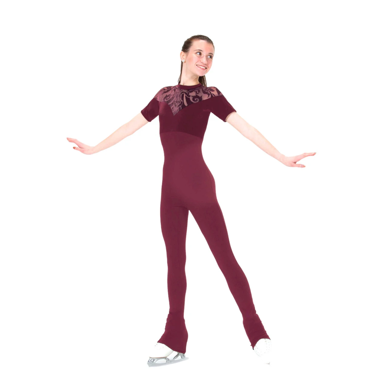 Jerry's 291 Velvet Burnout Figure Skating Catsuit - Burgundy 3 Jerry's 291 Velvet Burnout Figure Skating Catsuit - Burgundy