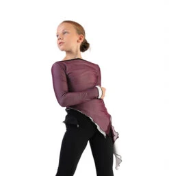 IceDress - Thermal Figure Skating Outfit "Gravity" - Mesh Top And Pants (White/Burgundy And Black)