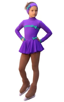 IceDress Figure Skating Dress - Thermal - Bows (Purple And Mint)