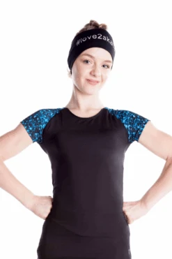 Elite Xpression - Black T-shirt With Sublimated Sleeves - Blue Sparkle