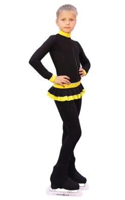 IceDress - Figure Skating Training Overalls - Valley (Black With Yellow)
