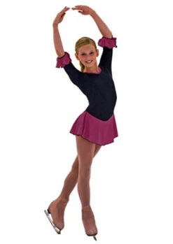 ChloeNoel DLS18-3/4 Sleeve Fleece With Sparkles Dress (15% OFF, Black/Plum Sparkle, CXS)