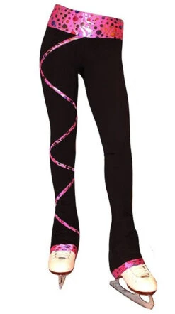 Criss Cross Poly/Spandex Party Pink Ice Skating Pants
