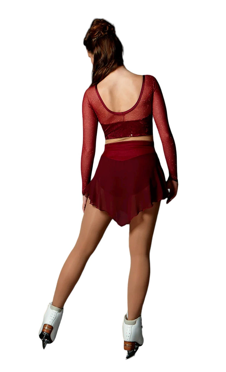 Elite Xpression - Burgundy Crop Top Dress With Mesh 4 Elite Xpression - Burgundy Crop Top Dress With Mesh - Image 2