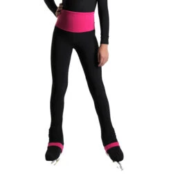 IceDress - High-Waisted Thermal Figure Skating Legging With Wide Band (Black And Fuchsia) -Skate Shop 2.1672311157 63812.1672314550