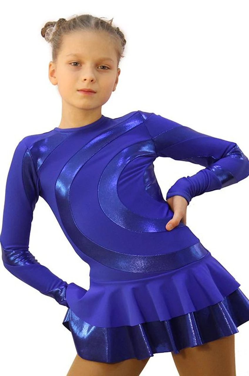 IceDress Figure Skating Dress - Thermal - Serpentine (Cornflower Blue With Cornflower Lycra) 3 IceDress Figure Skating Dress - Thermal - Serpentine (Cornflower Blue With Cornflower Lycra)