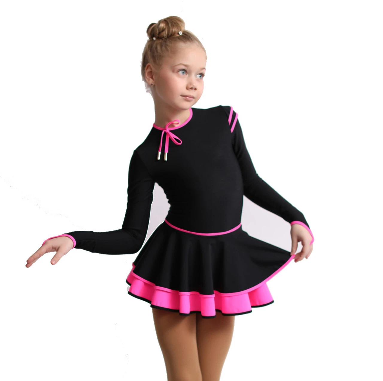 IceDress Figure Skating Dress - Thermal - Duet (Black With Hot Pink) 6 IceDress Figure Skating Dress - Thermal - Duet (Black With Hot Pink) - Image 4