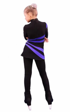 IceDress Figure Skating Dress-Thermal - Oriental 3 (Black And Cornflower)