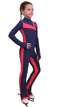 IceDress - Figure Skating Training Overalls - Rays (Blue And Coral)