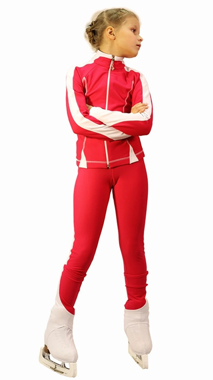 IceDress Figure Skating Thermal Pants -Bracket (Raspberry With White Line) 4 IceDress Figure Skating Thermal Pants -Bracket (Raspberry With White Line) - Image 2