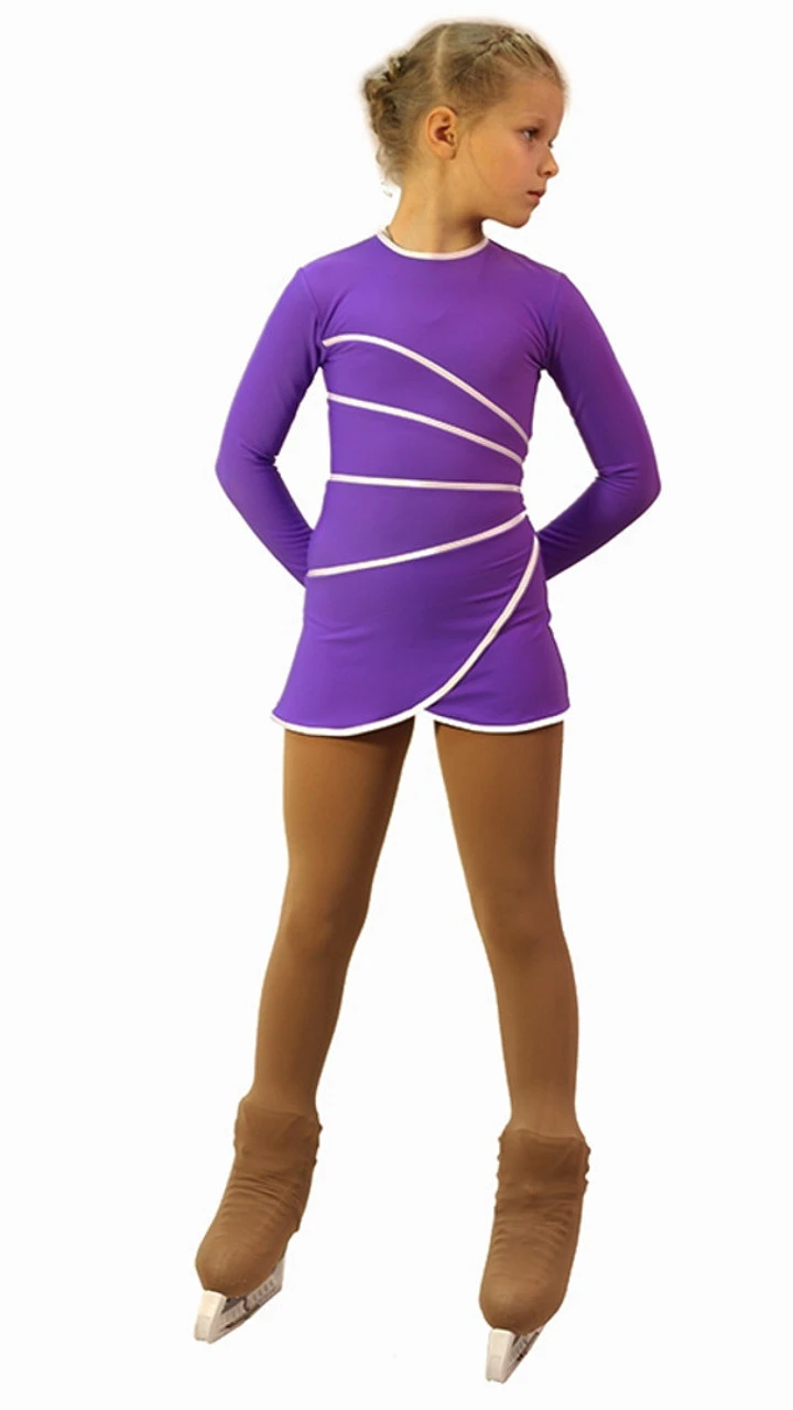 IceDress Figure Skating Dress-Thermal - Grace (Violet With White Line) 3 IceDress Figure Skating Dress-Thermal - Grace (Violet With White Line)