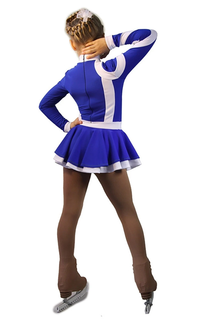 IceDress Figure Skating Dress-Thermal - Cross-Roll (Cornflower Blue And White) 6 IceDress Figure Skating Dress-Thermal - Cross-Roll (Cornflower Blue And White) - Image 4