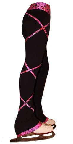 Criss Cross Poly/Spandex Party Pink Ice Skating Pants -Skate Shop 2 32967.1667940553