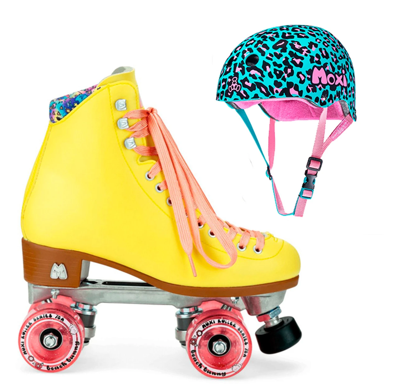 Moxi Combo Set - Beach Bunny Roller Skate (Strawberry Lemonade) & Helmet (Leo) 3 Moxi Combo Set - Beach Bunny Roller Skate (Strawberry Lemonade) & Helmet (Leo)