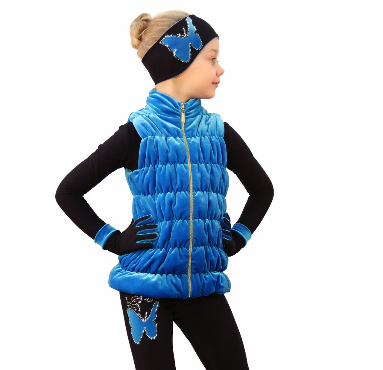 IceDress Figure Skating Vest - Thermal - Velvet (Blue) 6 IceDress Figure Skating Vest - Thermal - Velvet (Blue) - Image 4