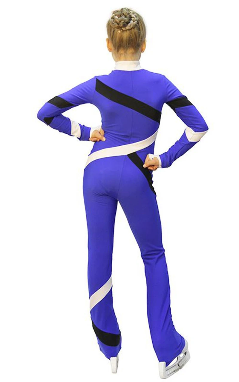 IceDress - Figure Skating Training Overalls - Quad (Cornflower, Black And White) 6 IceDress - Figure Skating Training Overalls - Quad (Cornflower, Black And White) - Image 4