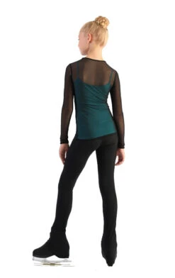 IceDress - Figure Skating Two-Layer Top : Mesh Long Sleeve With Cami Top (Black And Turquoise) -Skate Shop 3.1672309910 24927.1672314358