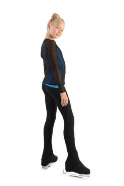 IceDress - Figure Skating Two-Layer Top : Mesh Long Sleeve With Cami Top (Black And Blue) -Skate Shop 3.1672309953 36638.1672314365
