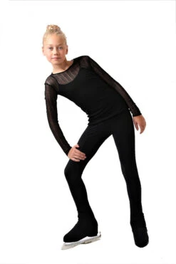 IceDress Ice - Figure Skating Two-Layer Top : Mesh Long Sleeve With Cami Top (Black And Black) -Skate Shop 3.1672310094 21458.1672314388