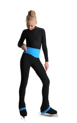 IceDress - High-Waisted Thermal Figure Skating Legging With Wide Band (Black And Blue) -Skate Shop 3.1672311069 08672.1672314536