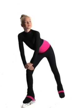 IceDress - High-Waisted Thermal Figure Skating Legging With Wide Band (Black And Fuchsia) -Skate Shop 3.1672311159 90888.1672314550
