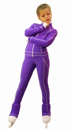 IceDress Figure Skating Thermal Pants -Todes(Purple With White Line)