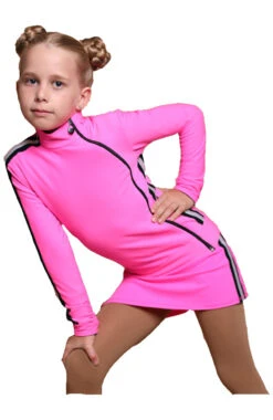 IceDress Figure Skating Skirt - Thermal - Olympus (Hot Pink With Black Lamps)