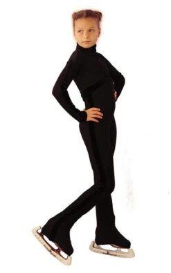 IceDress - Figure Skating Training Overalls - Sport Style (Black With Velvet)
