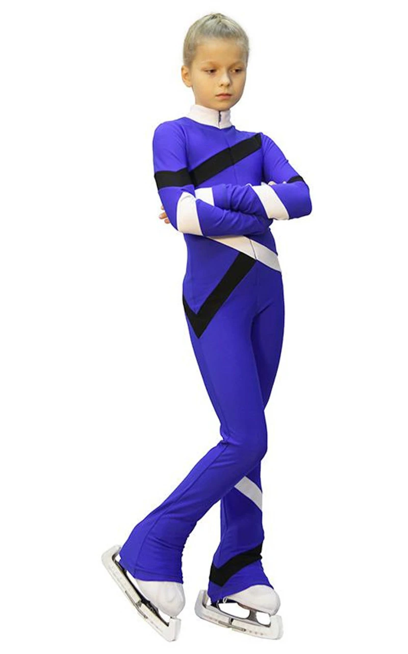 IceDress - Figure Skating Training Overalls - Quad (Cornflower, Black And White) 3 IceDress - Figure Skating Training Overalls - Quad (Cornflower, Black And White)