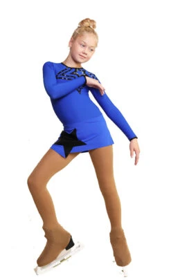 IceDress Figure Skating Dress - Thermal - Constellation (Cornflower Blue With Black)