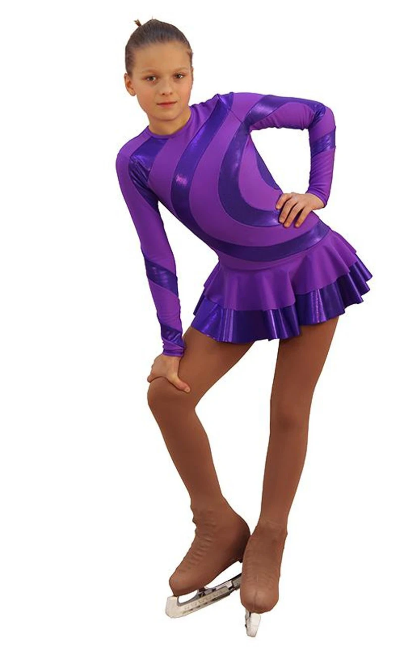 IceDress Figure Skating Dress - Thermal - Serpentine (Purple With Purple Lycra) 3 IceDress Figure Skating Dress - Thermal - Serpentine (Purple With Purple Lycra)