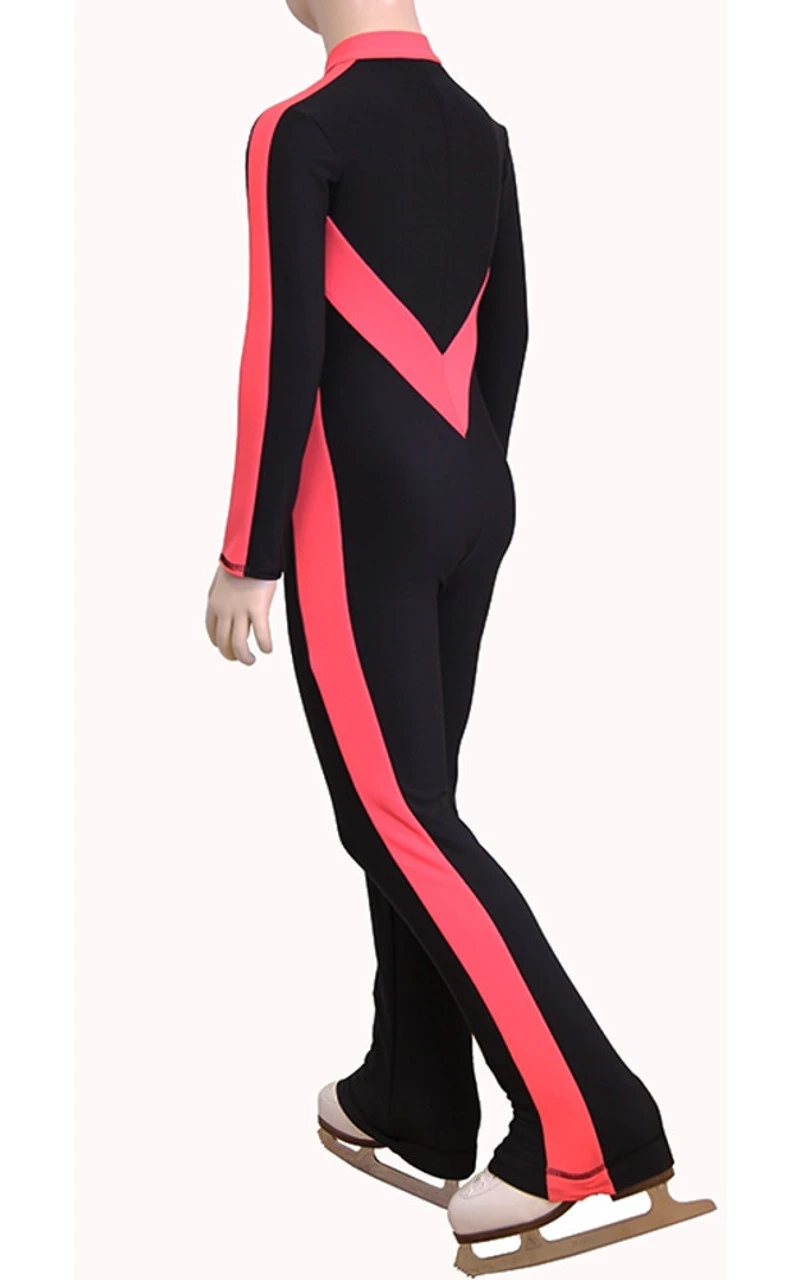 IceDress - Figure Skating Training Overalls -Sweetheart (Black And Coral) 5 IceDress - Figure Skating Training Overalls -Sweetheart (Black And Coral) - Image 3