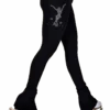 ChloeNoel P622F All Black 3" Waist Band Light Weight Fleece Figure Skating Pants W/ Mini Jump Skater Crystals Combination