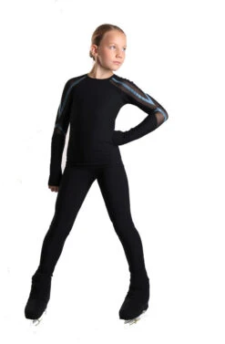 IceDress - Figure Skating Longsleeve Top -Track (Black And Emerald) -Skate Shop 4.1672310262 16811.1672314418