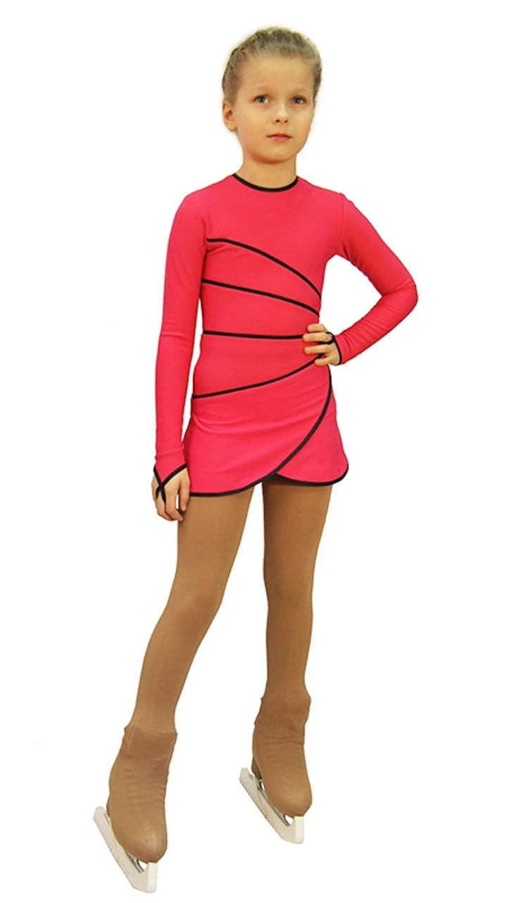 IceDress Figure Skating Dress-Thermal - Grace (Raspberry With Black Line) 3 IceDress Figure Skating Dress-Thermal - Grace (Raspberry With Black Line)