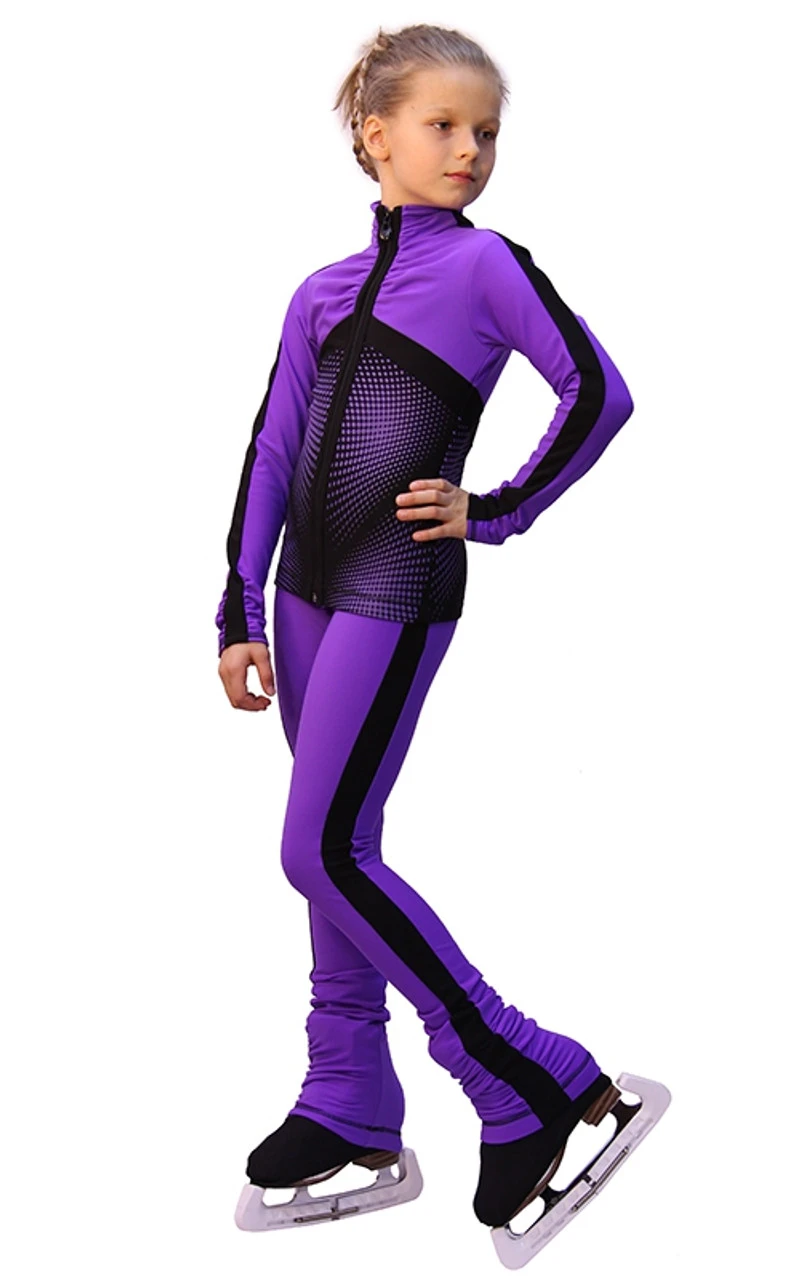 IceDress Figure Skating Pants- Jump (Purple With Black Stripes) 3 IceDress Figure Skating Pants- Jump (Purple With Black Stripes)