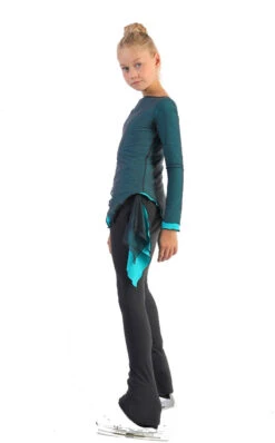 IceDress - Thermal Figure Skating Outfit "Gravity" - Mesh Top And Pants (Turquoise/Grey And Grey) -Skate Shop 5.1672311779 57485.1672314619