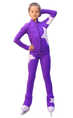 IceDress Figure Skating Outfit - Thermal - Star (with Pants) (30% OFF, Size AL, Purple With White)