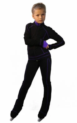 IceDress Figure Skating Thermal Jacket -Todes(Black With Purple Line)
