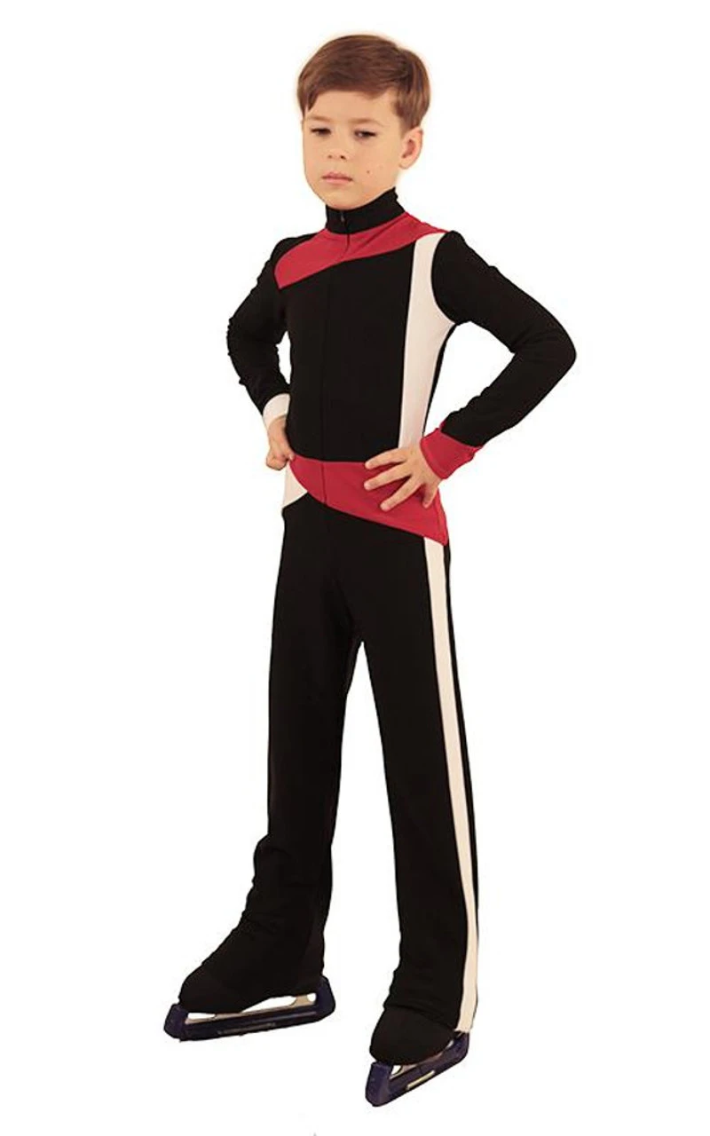 IceDress - Figure Skating Training Overalls For Boys - Skating (Black,Red And White) 4 IceDress - Figure Skating Training Overalls For Boys - Skating (Black,Red And White) - Image 2