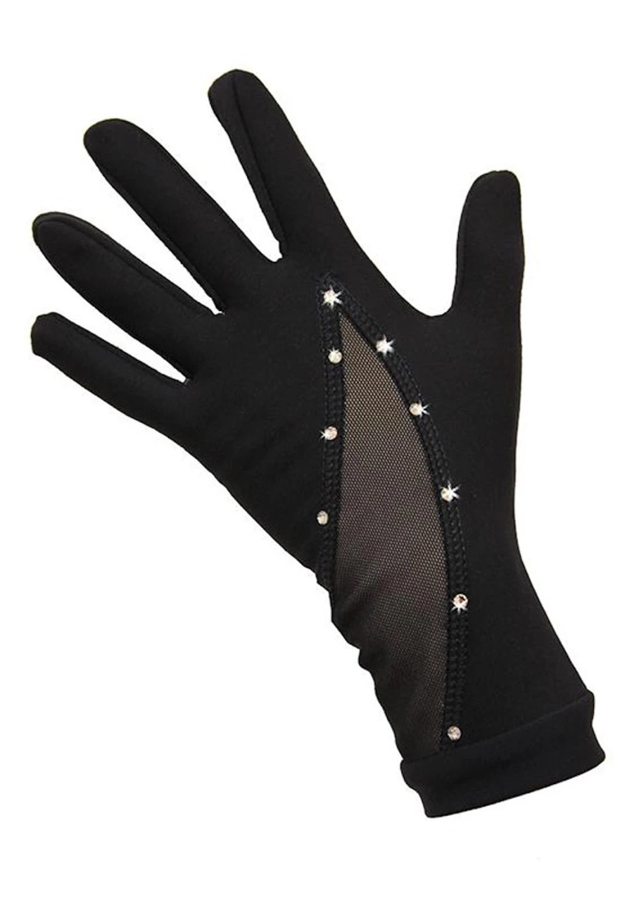 Icedress - Thermal Figure Skating Gloves With Rhinestones Svarowski (Black) 3 Icedress - Thermal Figure Skating Gloves With Rhinestones Svarowski (Black)