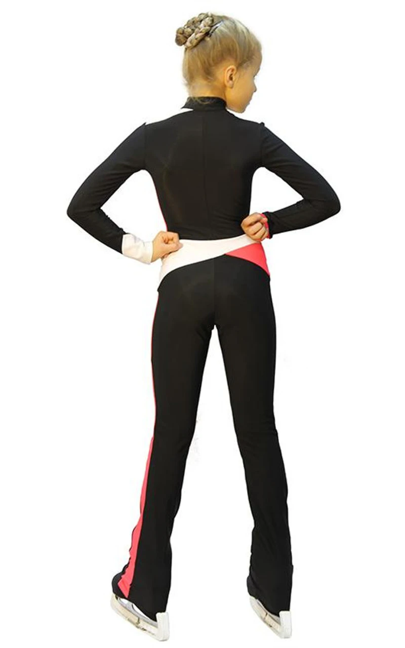 IceDress - Figure Skating Training Overalls - Skating (Black, Coral And White ) 4 IceDress - Figure Skating Training Overalls - Skating (Black, Coral And White ) - Image 2